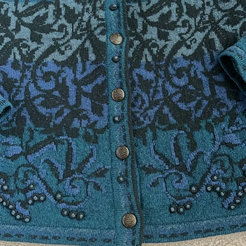 Vintage Pendleton Lambs Wool Sweater Metal Button Cardigan Size Medium - Picture 6 of 8